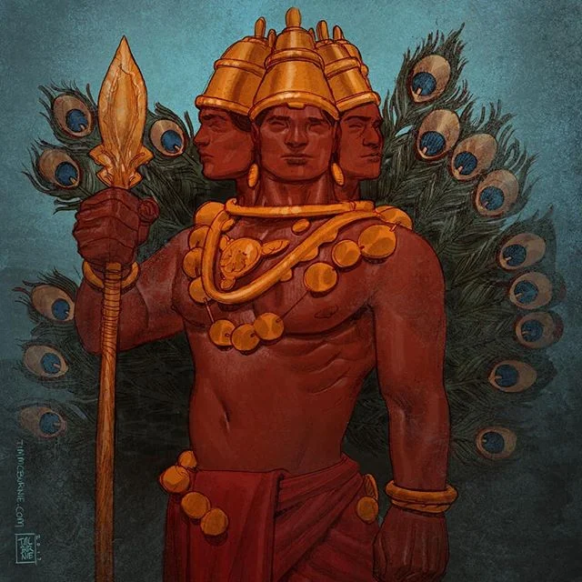 More art from Mythic Arcana - Kartikeya: God of War. Pencil colored in Photoshop. #mythicarcana #mythology #godofwar  #kartikeya #drawing #sketching #illustration #fantasy #characterdesign #tabletopgames #cardgame #tauleadergames #comicbookart #conce