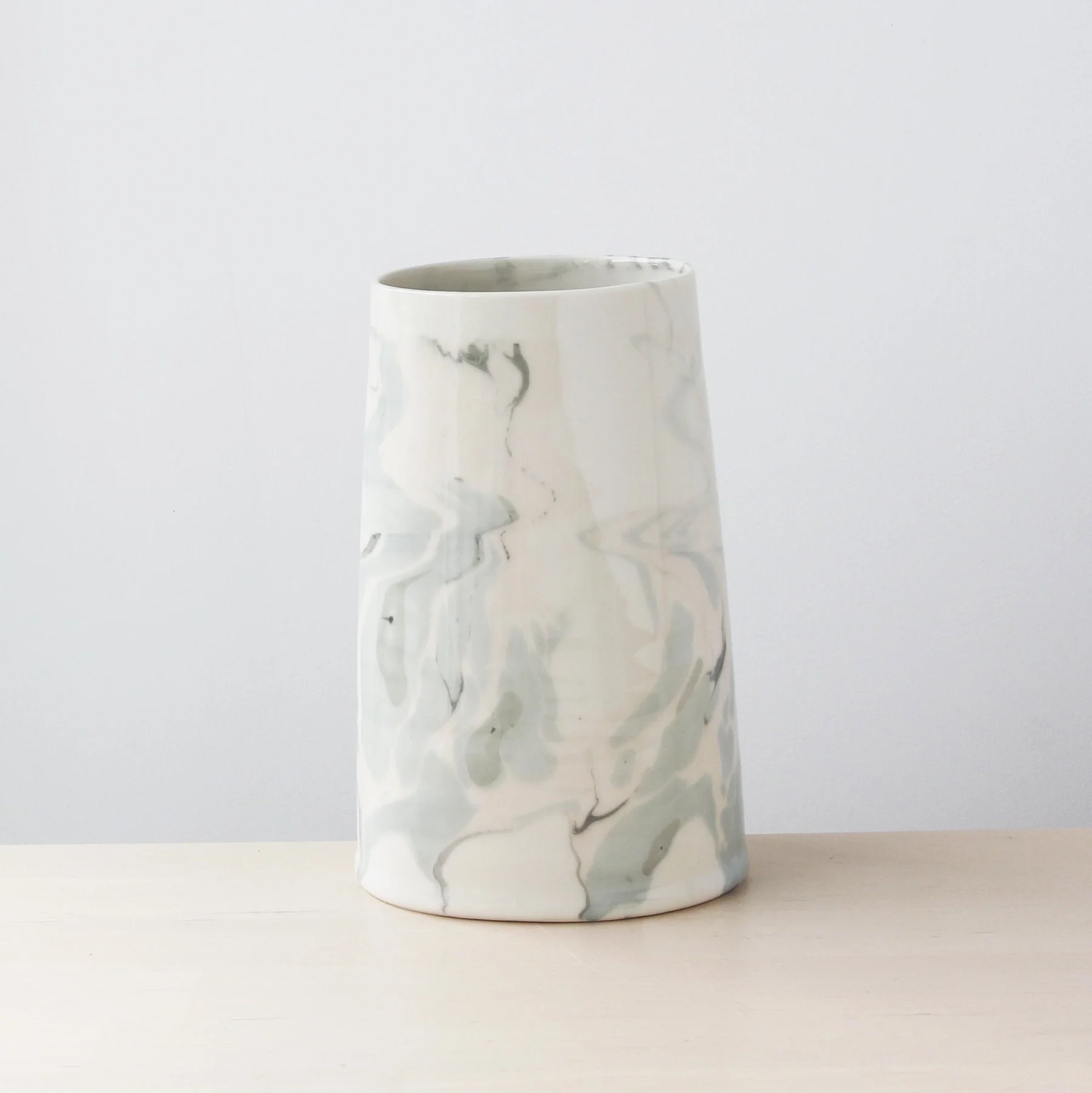 Oval Shaped Marbled Tall Vase