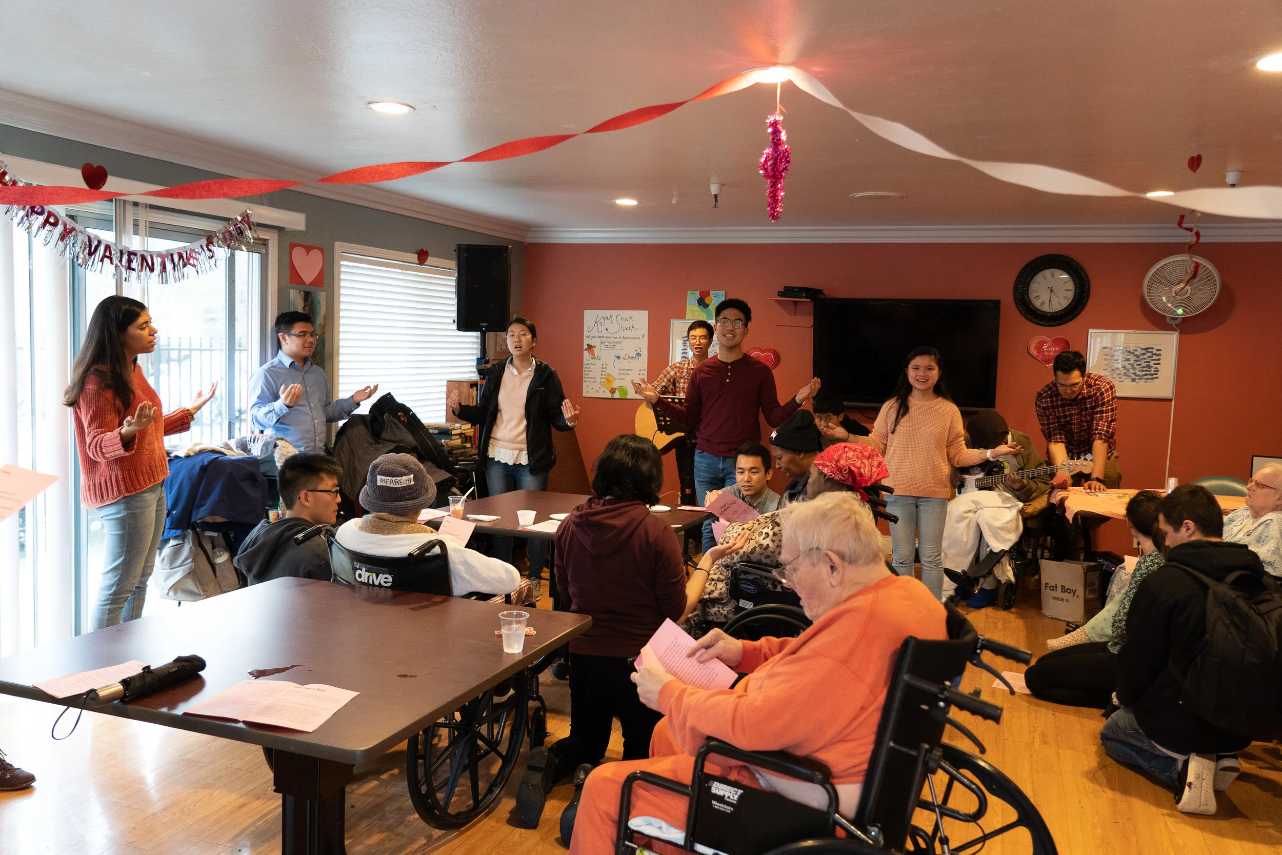Students from our Berkeley A2F fellowship visited a convalescent home in Berkeley. They sang "Your Love is Deep" with the residents and even included some simple hand motions with their song.