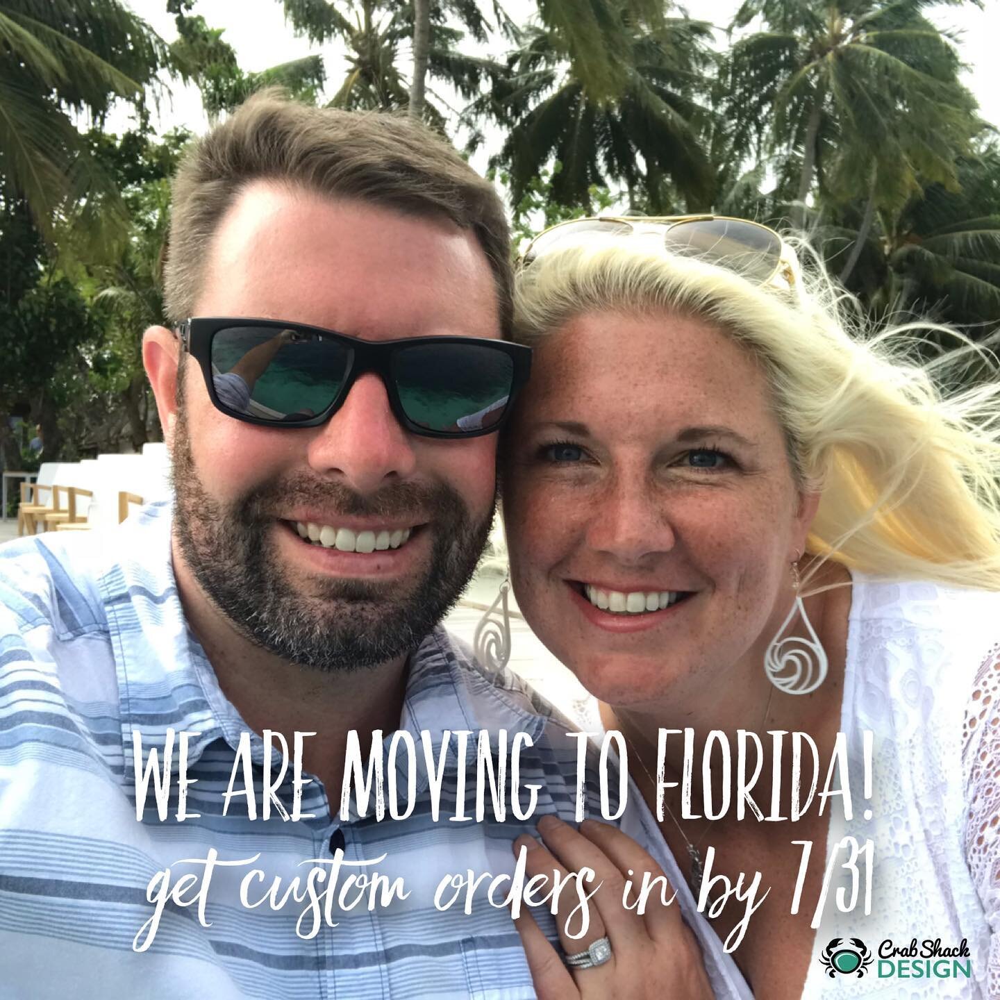 We are moving to Florida in the next few weeks!! 🤩 Looking forward to living near beautiful beaches and palm trees again 🌴 💙
Get your custom orders to me by Wednesday 7/31 and regular orders off the website by Friday 8/9 
The shop will be in vacat