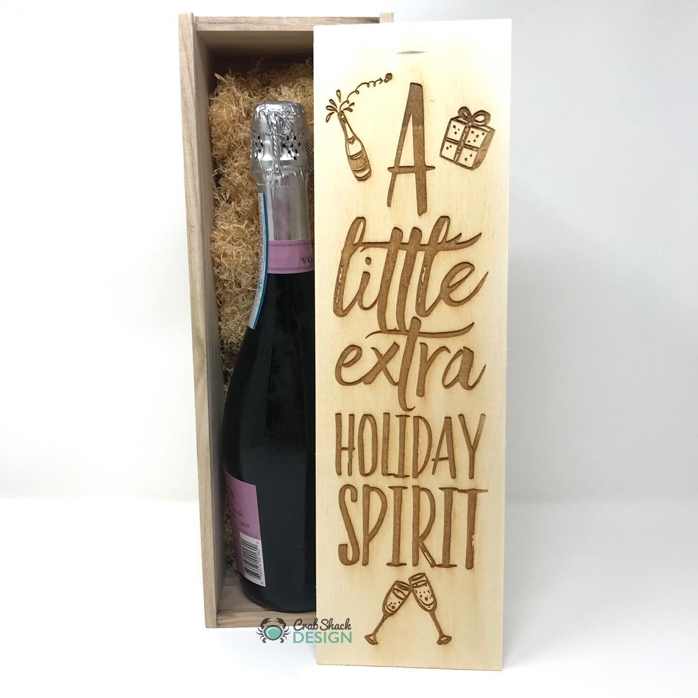 Store closes Sunday night so we can get all items shipped in time for Christmas arrival! 
Just listed this adorable engraved wood gift box perfect for liquor/wine/champagne bottles. Check the listing for dimensions to see if your bottle fits! There a