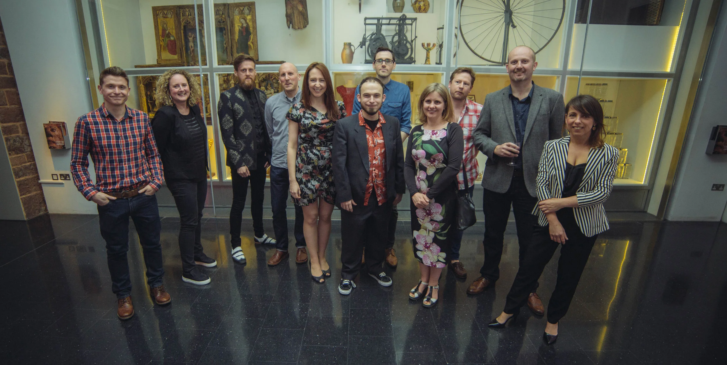 Group shot of Exeter Illustrator members at the Private View. Photo by Simon Hammett.