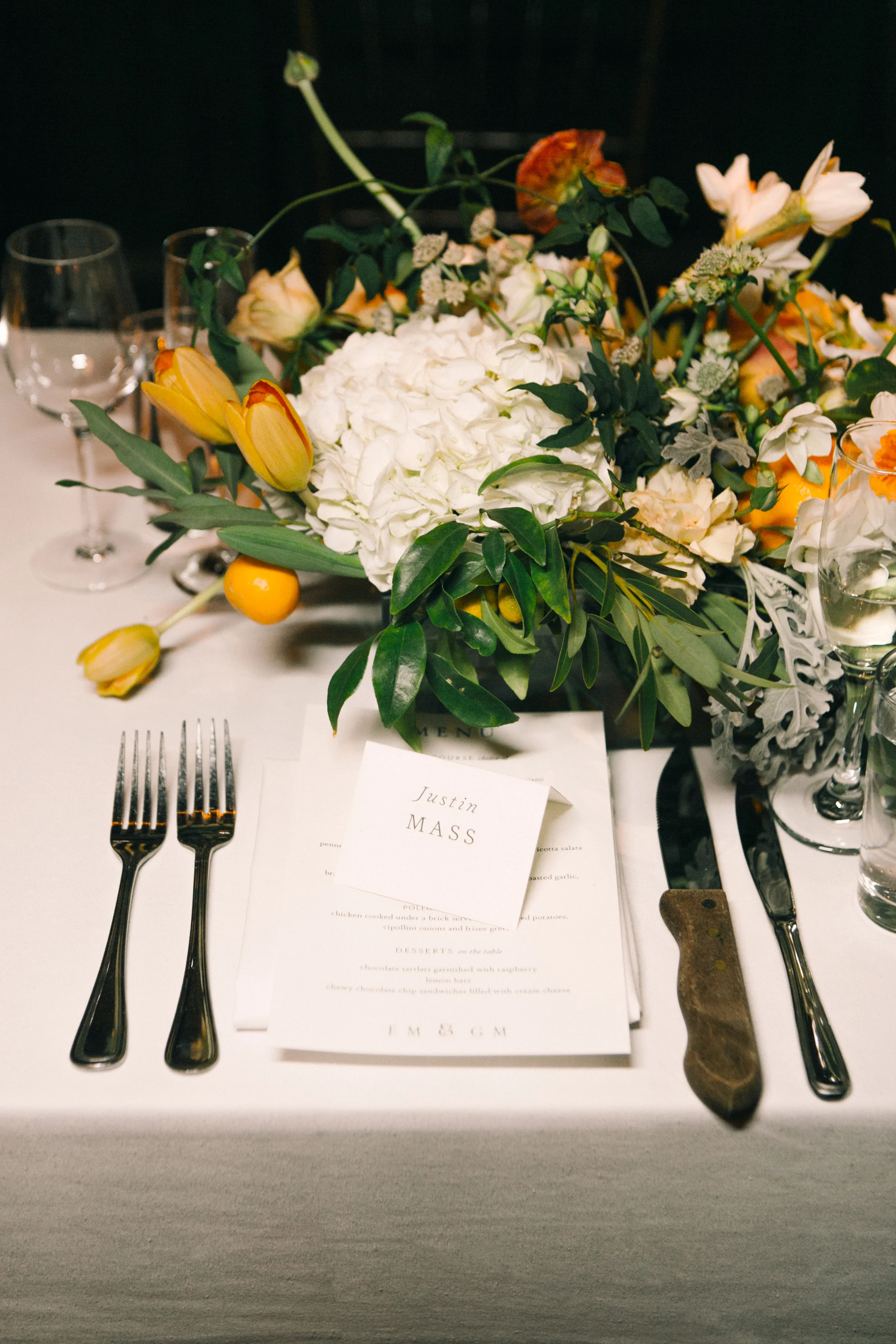 Wedding at the Bowery/Floral by: Saipua/Stationary: DIY by Groom/ Photo by: Heather Waraksa/ Day-of-Coordination by: Just About Married