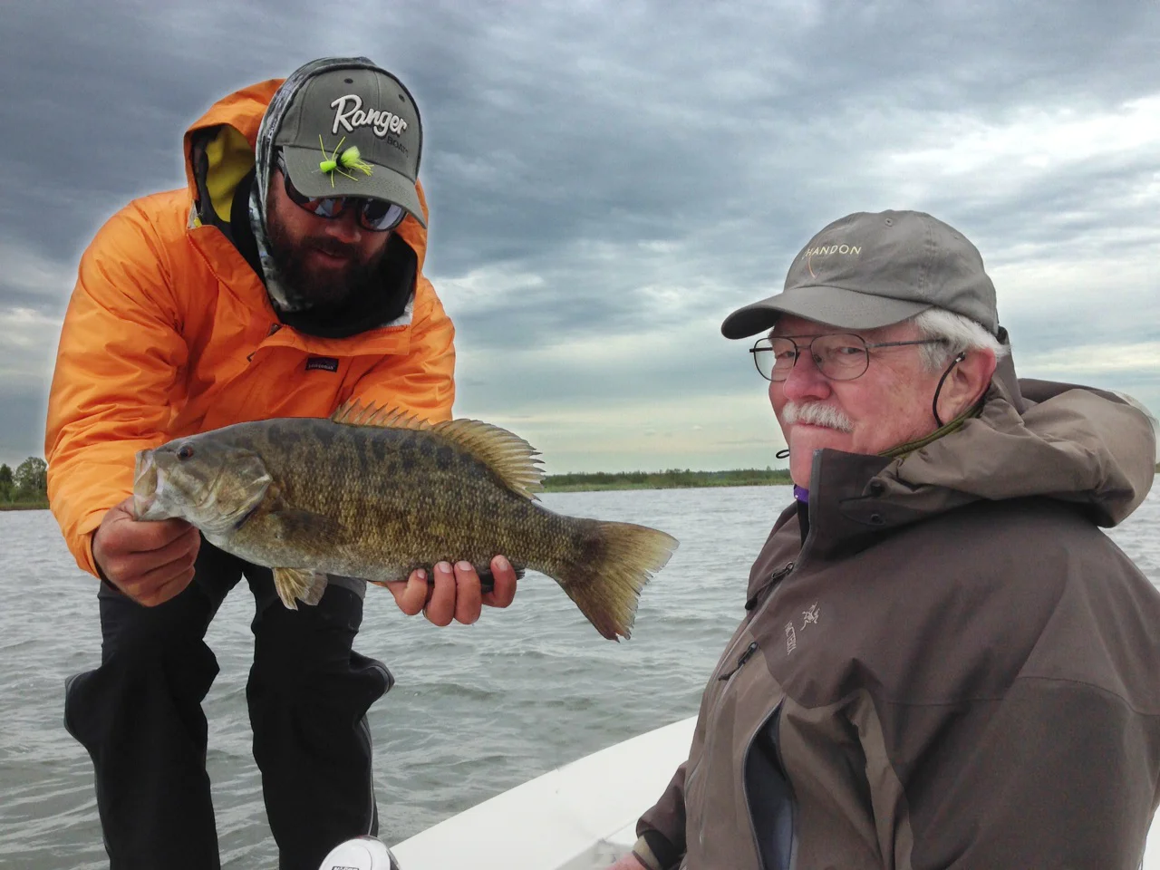 Walter and his crew braved the nasty conditions yesterday and put a few nice fish in the boat on both flies and plastics. 