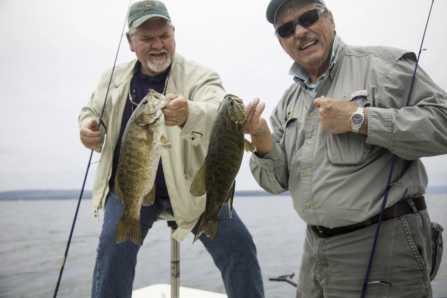 David Rainer (left) of Silverhill, Alabama, and Wade Bourne of Clarksville, Tennessee with one of there many doubles on the Bay. The weather was a little on the cool side for early August, but these Southern Boys weren't complaining!
