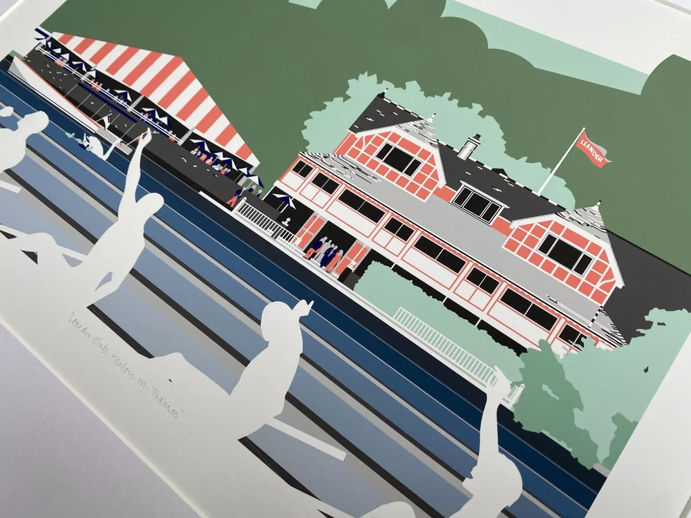 sachin and babi light blue dress Leander Club, Henley-on-Thames  Rachel Hunt Illustration | Rowing Art