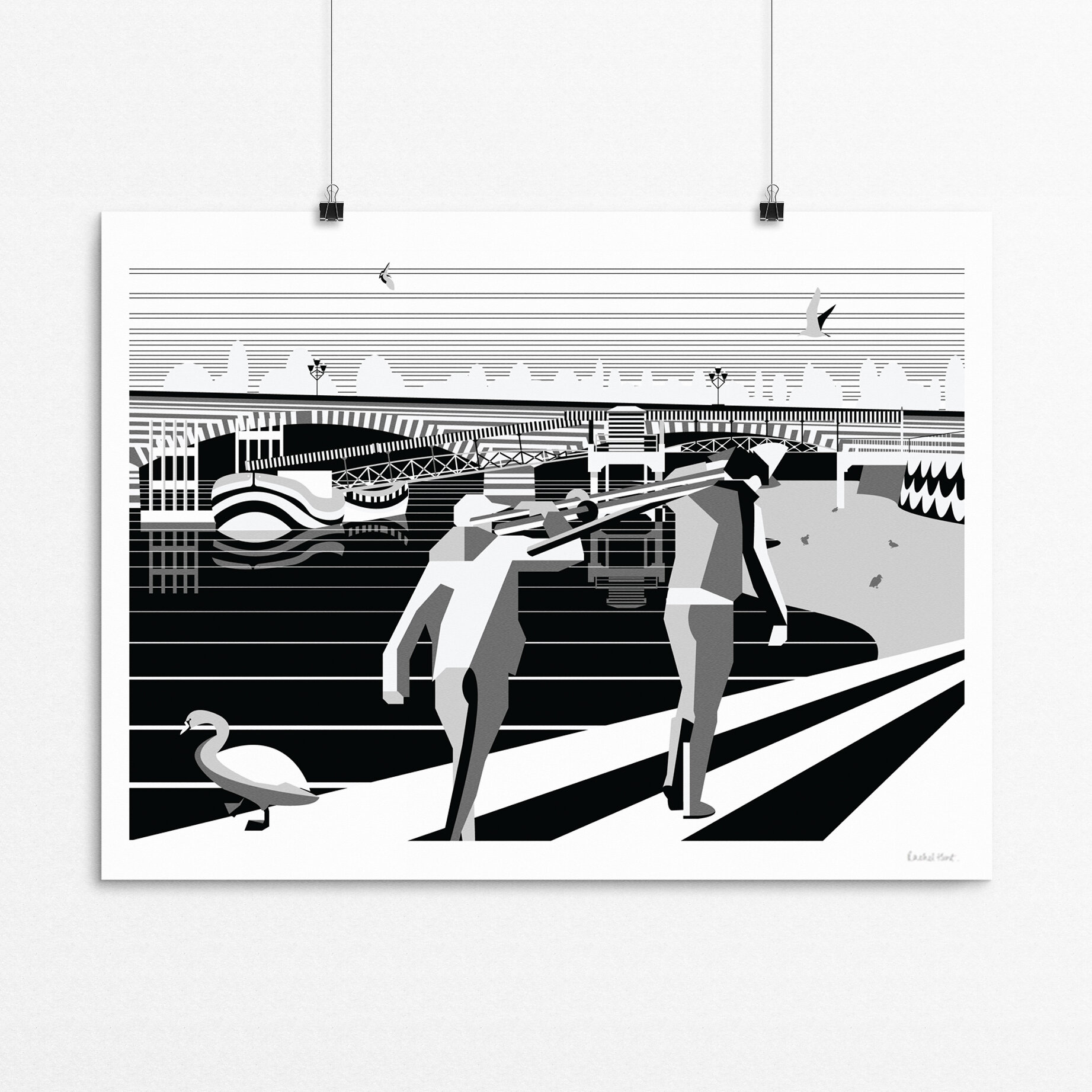 Putney Rowing Print Wellies | Rowing Art Print | Rowing gift | Putney Bridge — Rachel Hunt ...