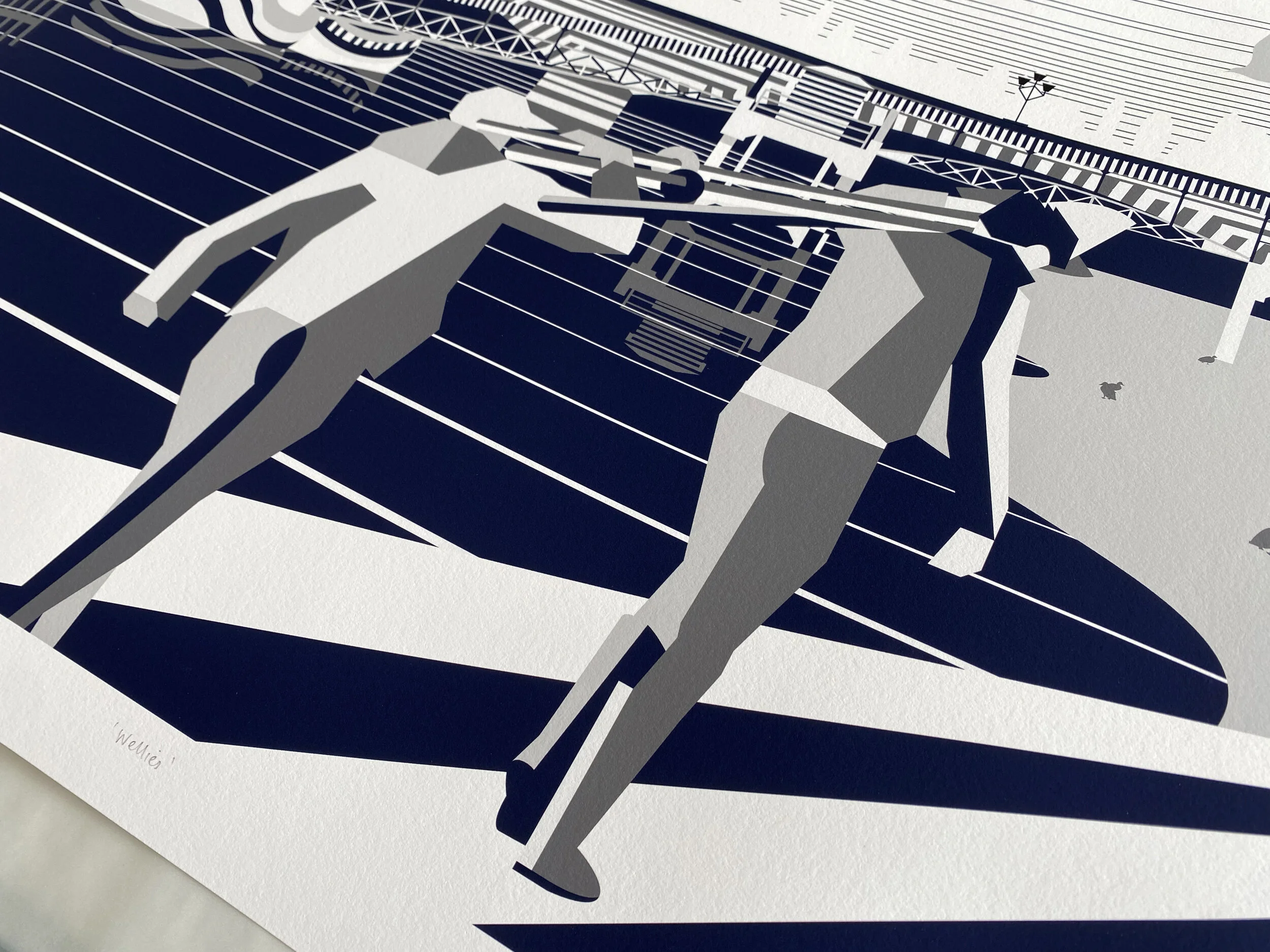 Putney Rowing Print Wellies | Rowing Art Print | Rowing gift | Putney Bridge — Rachel Hunt ...