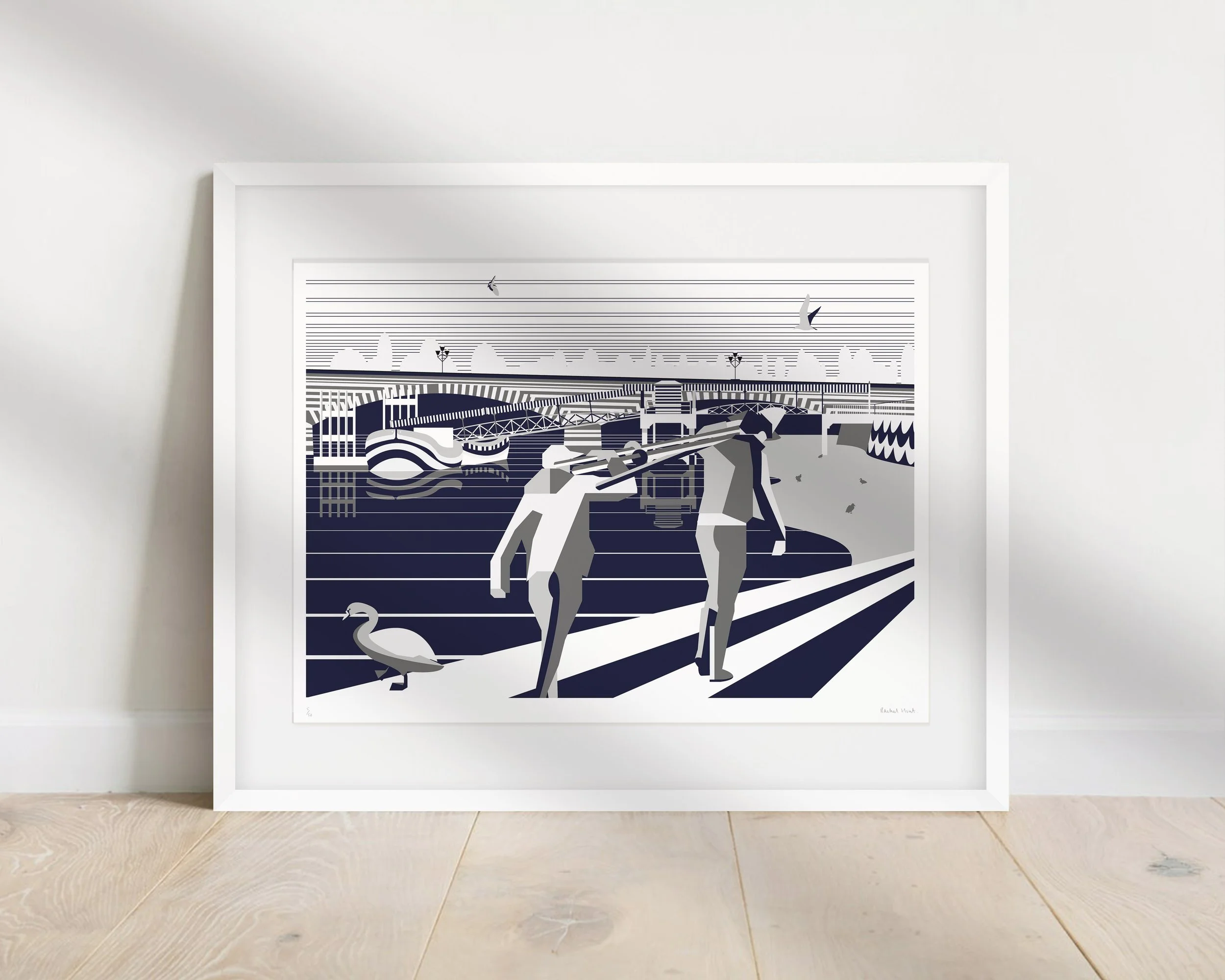 Putney Rowing Print Wellies | Rowing Art Print | Rowing gift | Putney Bridge — Rachel Hunt ...
