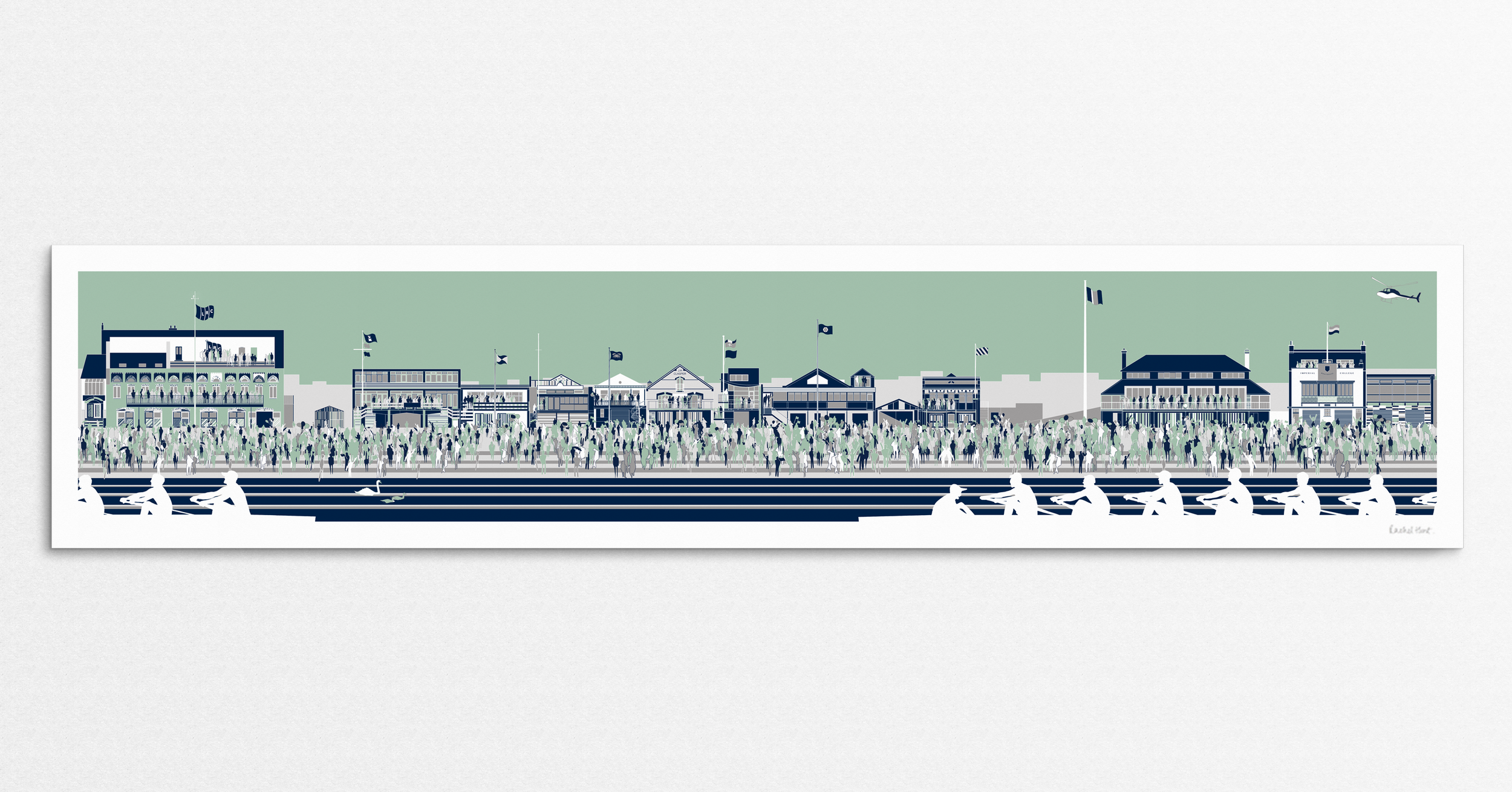 Putney Rowing Print The Boat Race at Putney — Rachel Hunt Illustration | Architectural ...