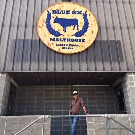 Joel Alex, Founder Blue Ox Malthouse, Poses out front the Malthouse located in Lisbon Falls, ME Photo Credit: Kathleen Pierce | BDN