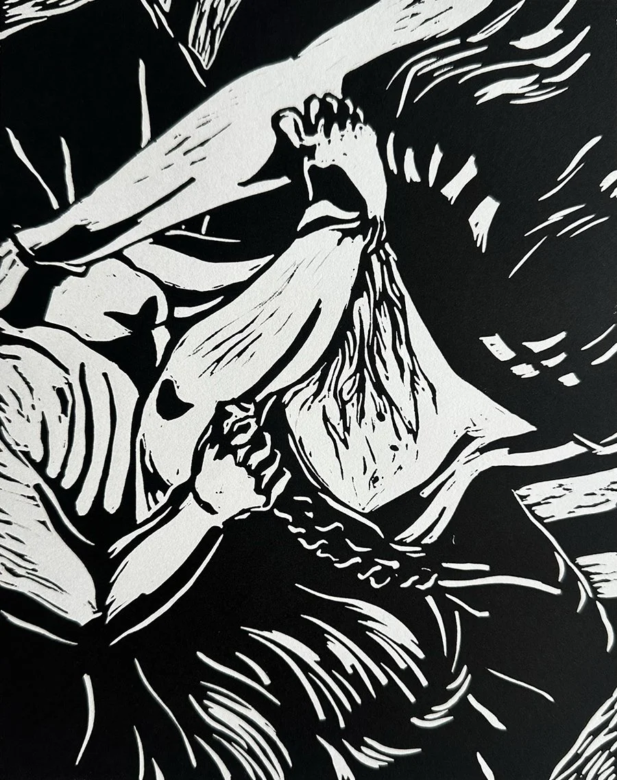  14” x 11”  reduction print, ink on paper  2025 