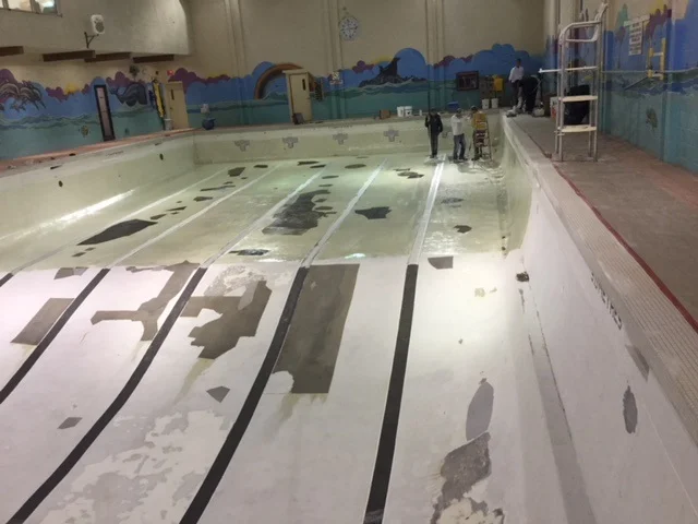 Burman University repairs completed and 50/50 epoxy application underway