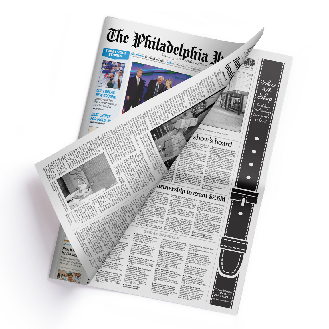 Newspaper ads for local boutiques