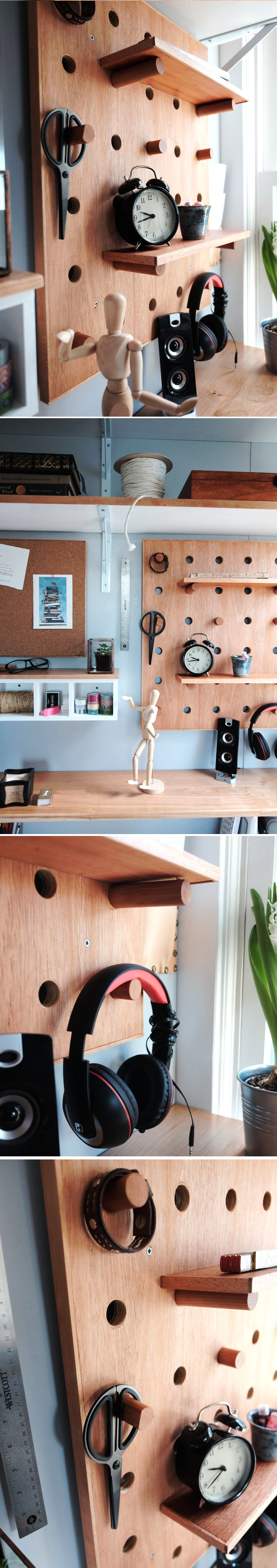The oversized pegboard or dowel board, is definitely one of my favorite pieces!