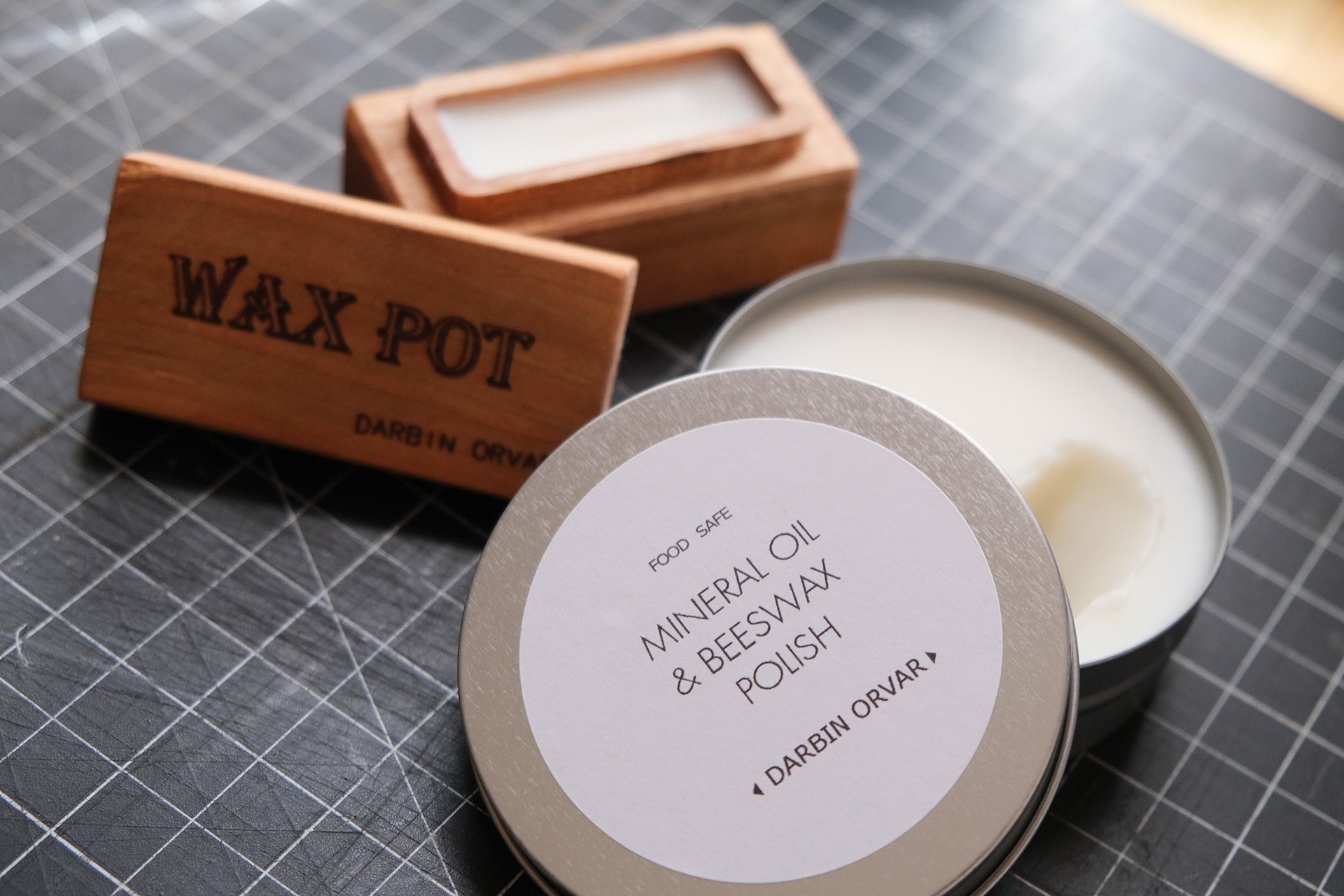 Wooden Wax Pot + 1 Tin of Mineral Oil Wax Polish — Darbin Orvar