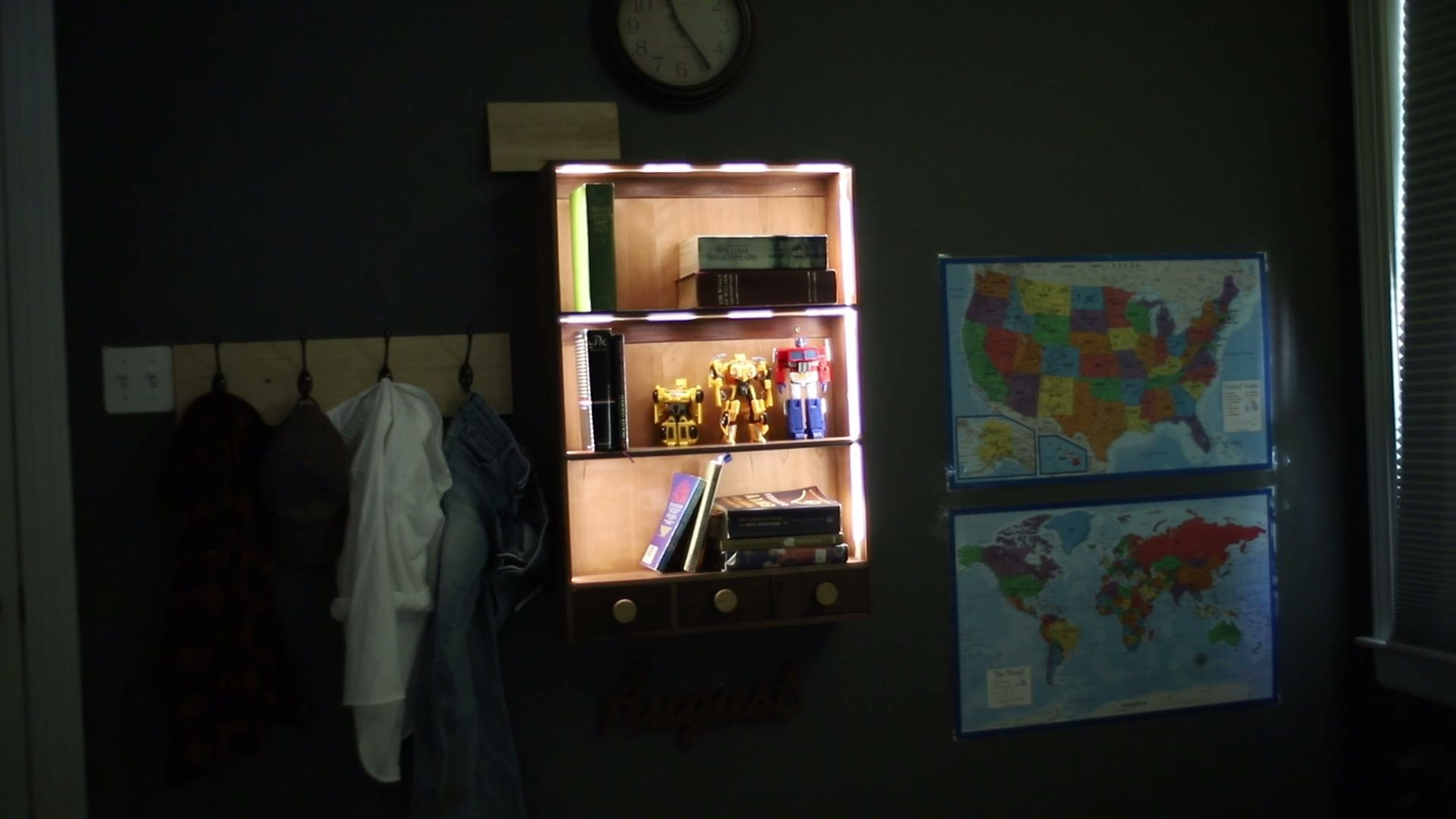 Building a Walnut Bookcase with LED Lighting and Small Drawers