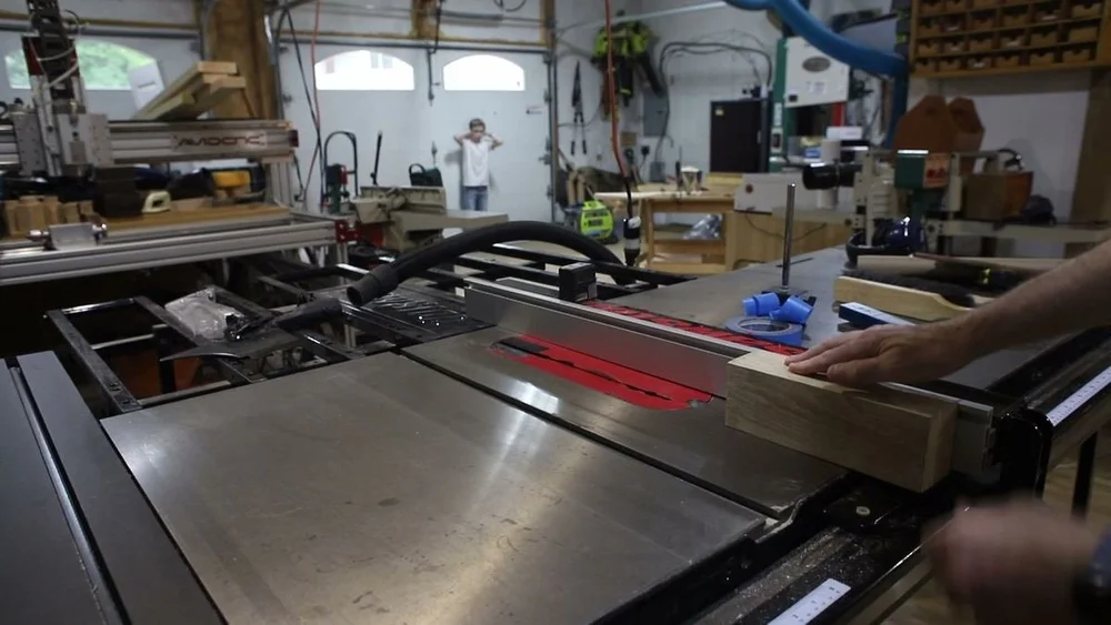 Cutting the lid free on the table saw