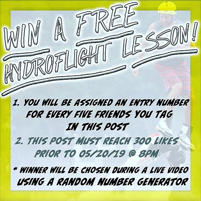 The season is almost here!! Let’s start it off with a free raffle giveaway. Every 5 people you tag gets you another entry. Raffle ends at 05/20/19 at 8pm. This post must reach 300 likes for a number to be drawn. Winner will be chosen using a random number generator during a live video. Good Luck! 🎲🎰🎲🎟
.
.
.
.
#Raffle #contest #giveaway #free #win #Hydroflight #Flyboard #Hoboken #LakeHopatcong #Morristown #GreenwoodLake #Roxbury #Denville #NJ