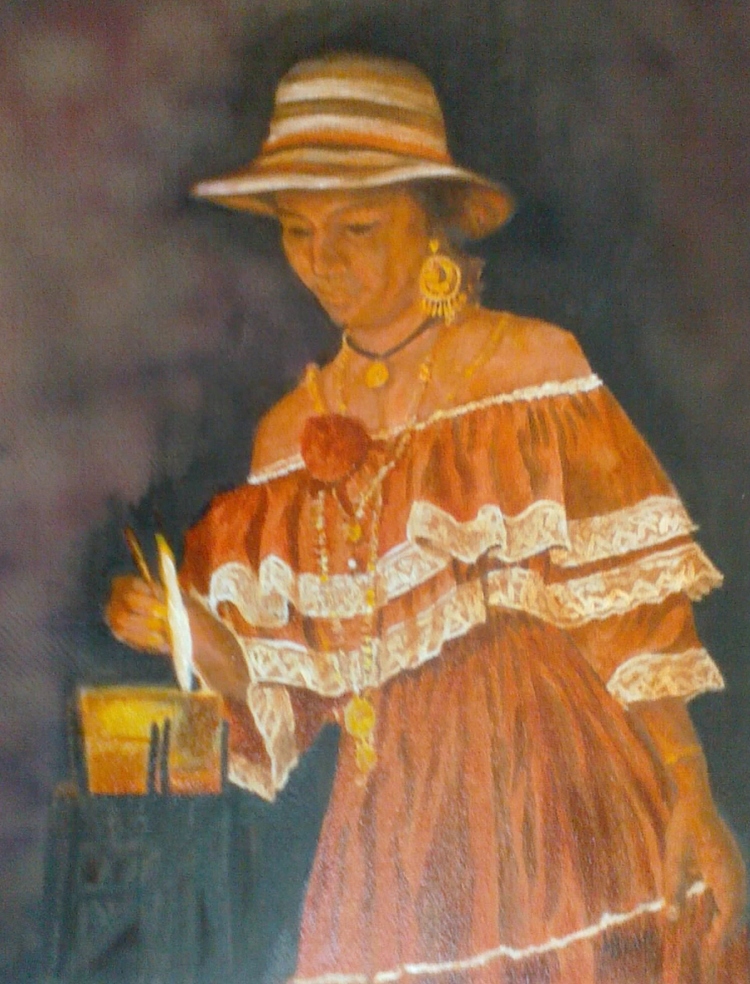 #208 "Lady in Red Dress Lighting Candle"