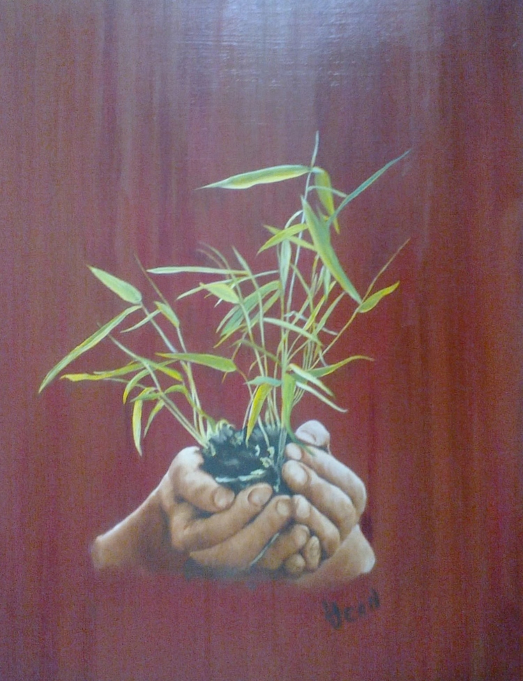 #210 "Two Hands Holding Plant in Dirt"