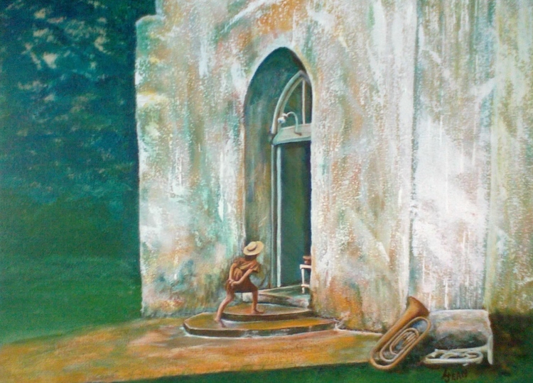 #212 "Barefoot Girl Entering Spanish Mission"
