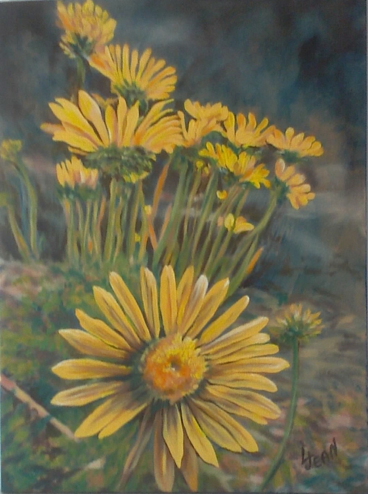 #222 "Large Yellow Daisy w/Several Smaller Buds"