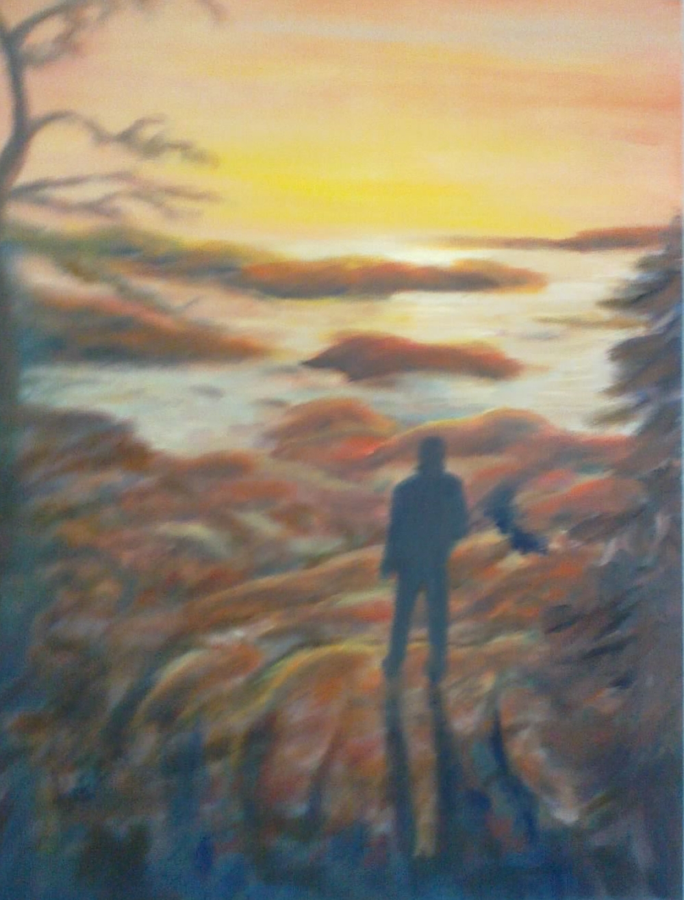 #362 "Man Looking Over Water at Sunset"