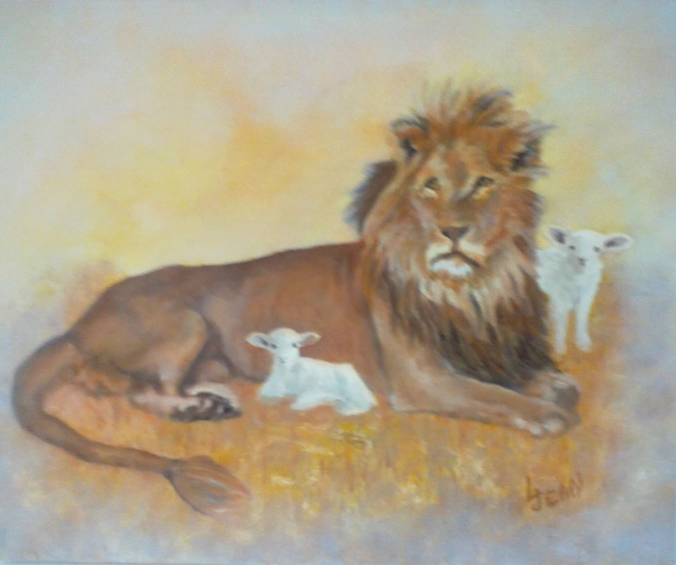 #357 "Lion and 2 Lambs"