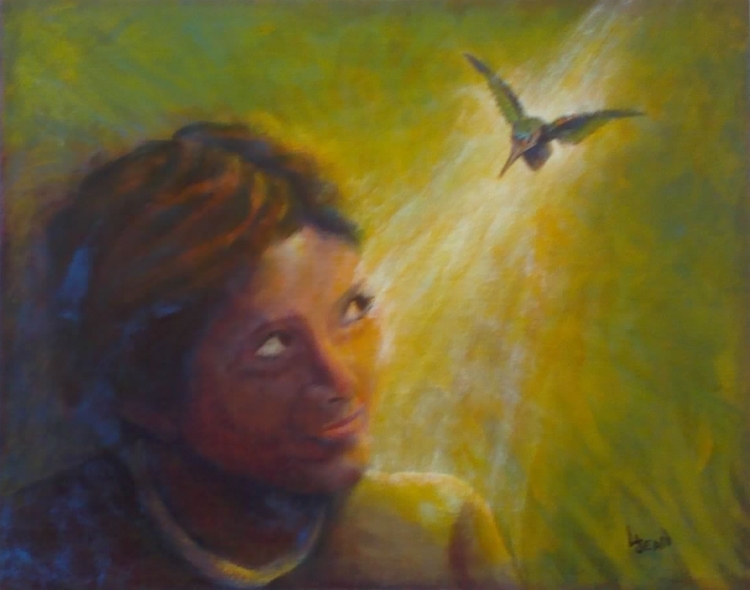 #302 "Girl Gazing up at Hummingbird"