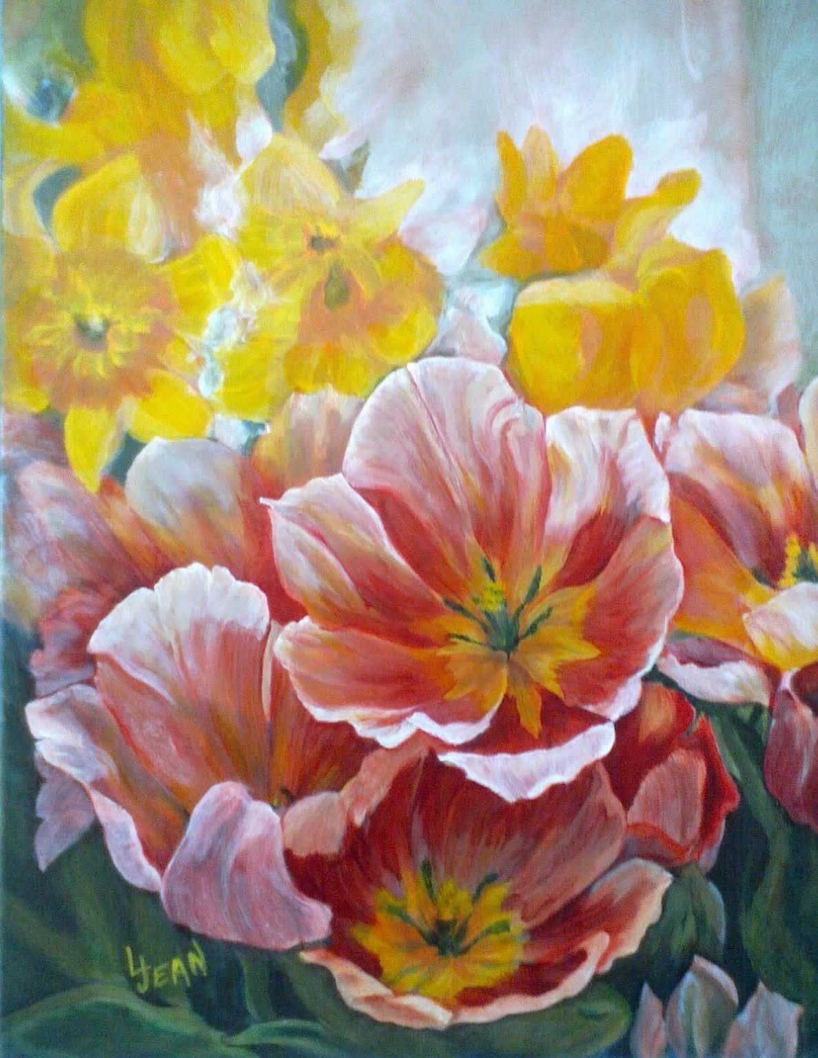 #179 "Apricot Tulips & Yellow Daffodils"