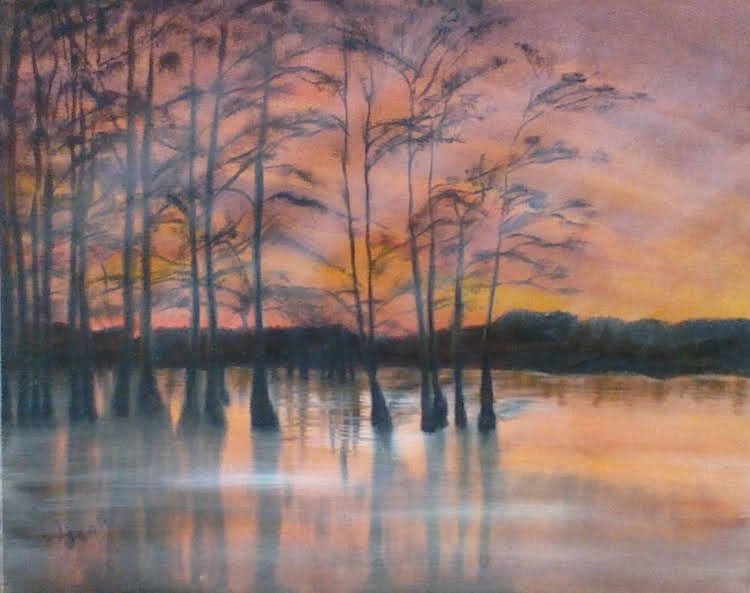 #241 "Wooded Swamp at Sunset"