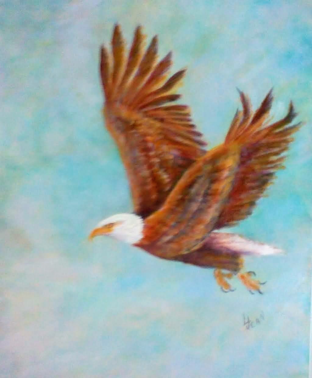 #262 "Greenish Eagle in Medium Blue Sky"