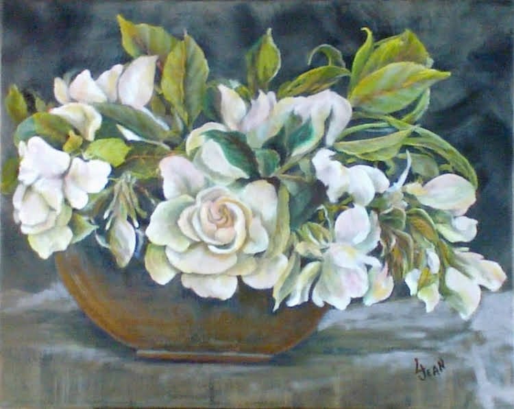 #159 "White Flowers in Basket"