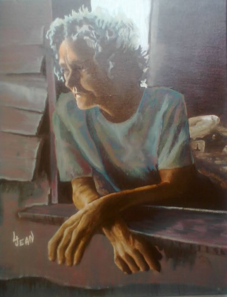 #163 "Old Woman Leaning Out Window"