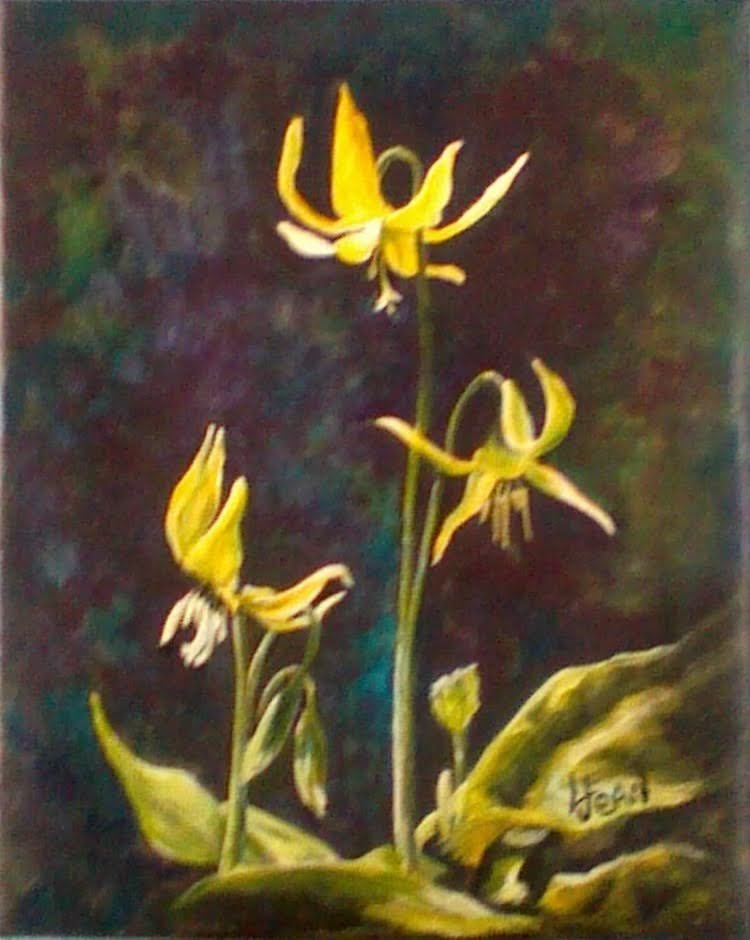 #248 "3 Yellow Flowers at Night (Set of 7)"