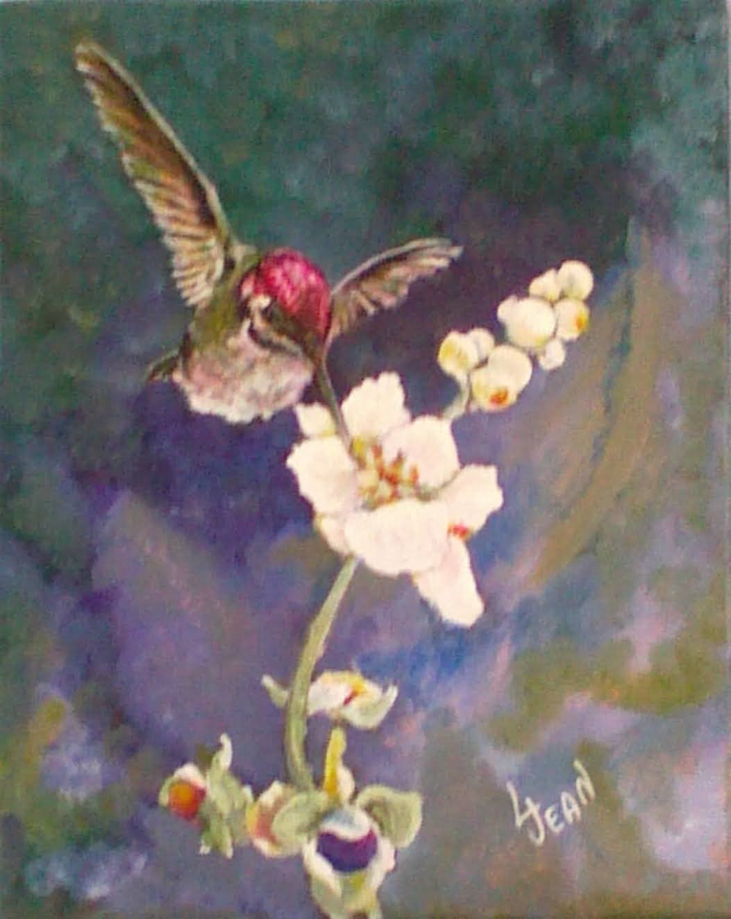 #250 "White Blossom Hummingbird"