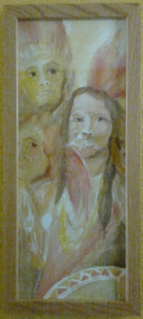 #281 "3 Indians w/Light Brown Frame" (8 x 20)