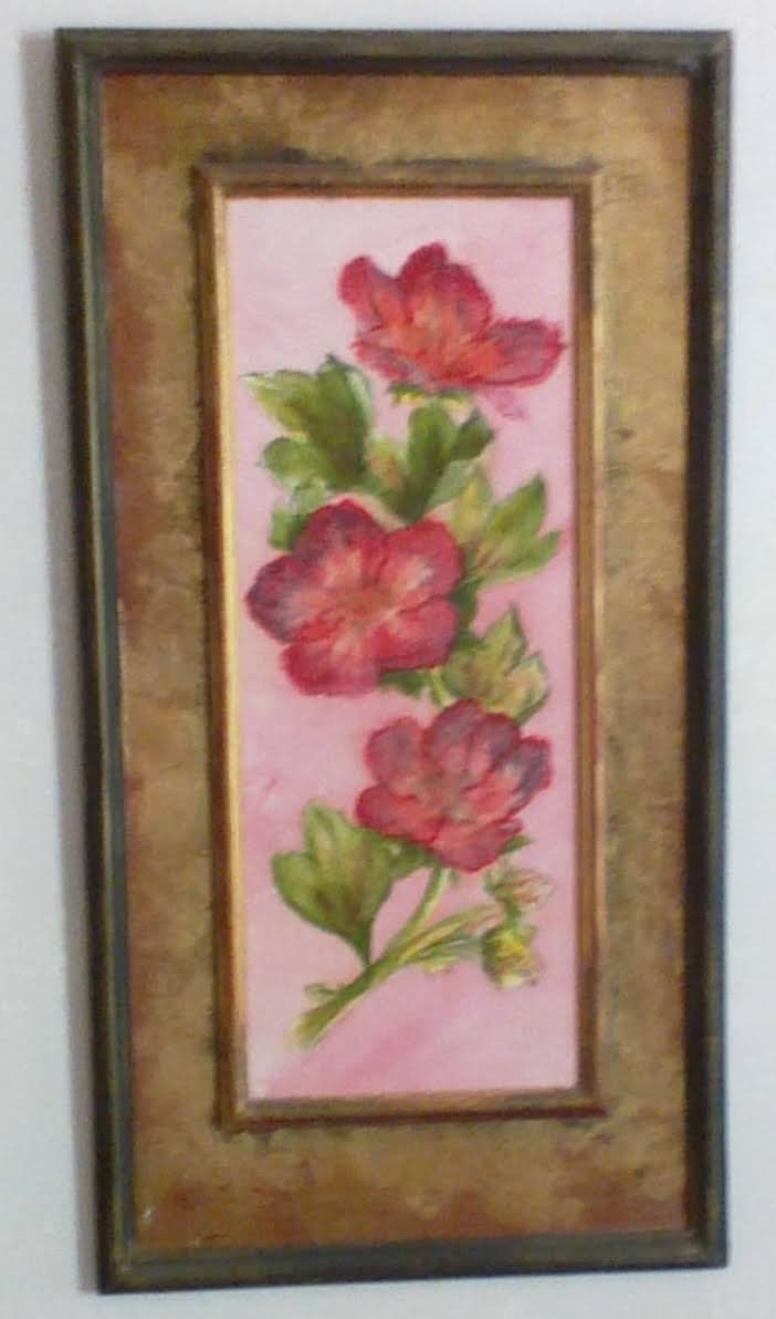 #89 "3 Red Flowers w/Red Frame (Set of 10)" (6 x 16)