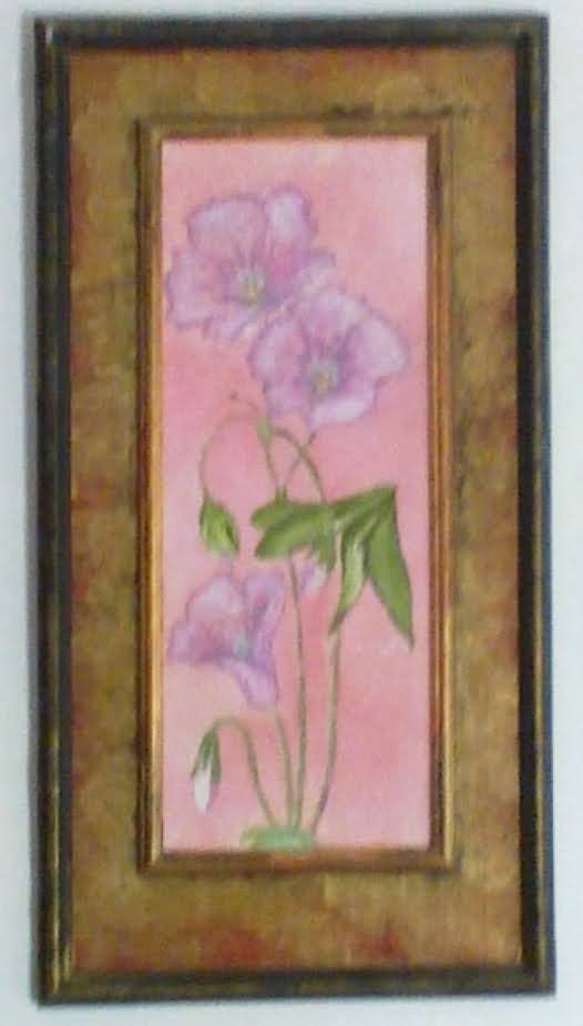 #90 "3 Lavender Flowers w/Red Frame (Set of 10)" (6 x 16)