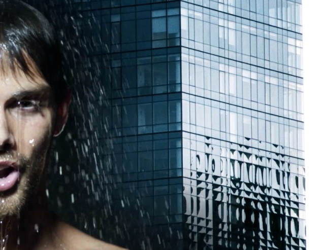 Actor Johan Matton in the shower scene. 