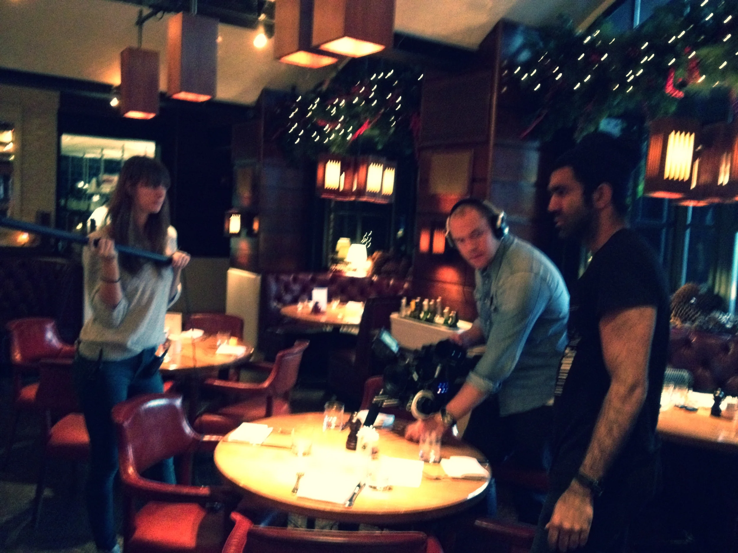 Line Producer Erin, Cinematographer Johan Palm and Director Paul Jerndal - at The Standard Grill NYC