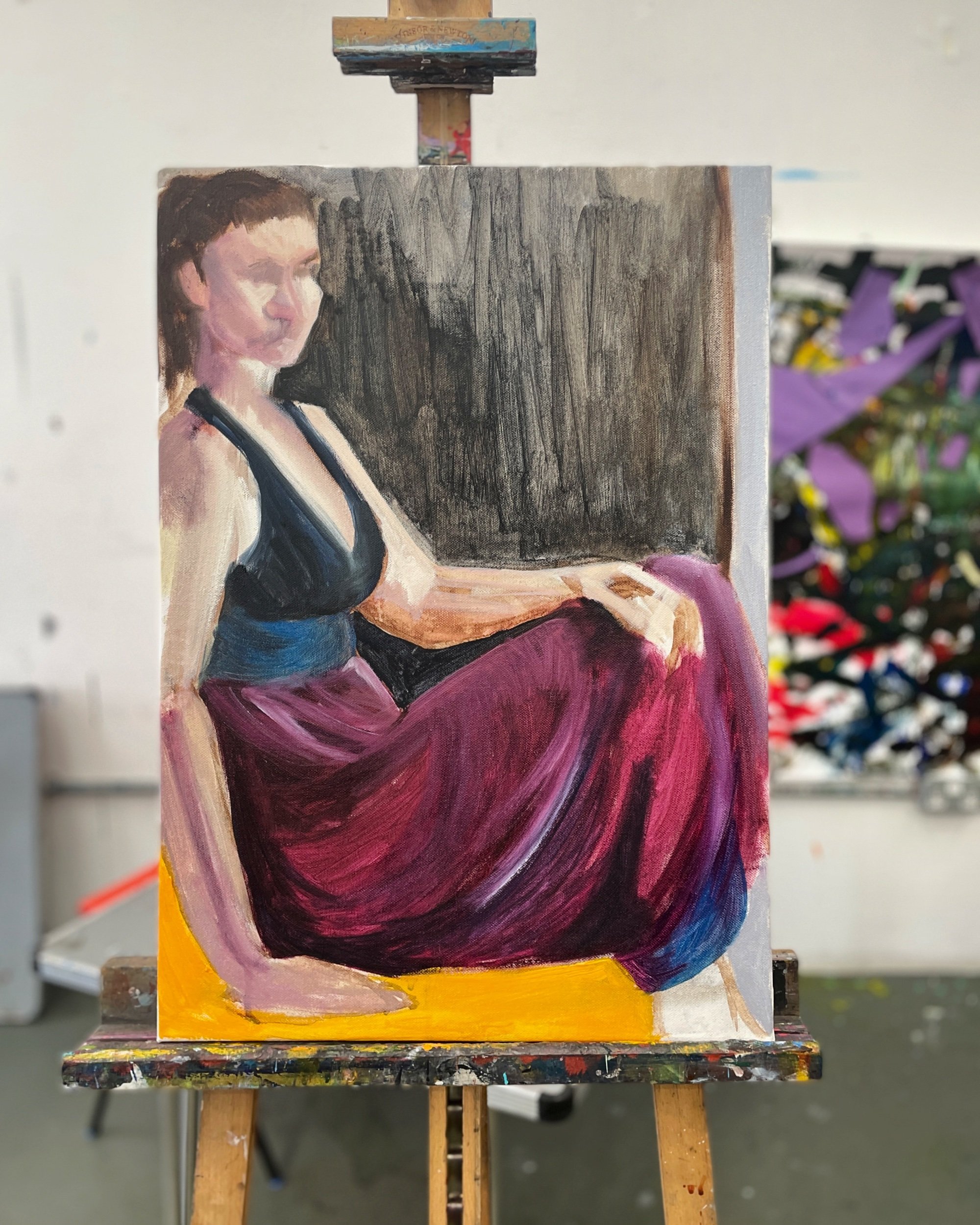 Clothed figure in oils