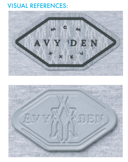  References from Avery Dennison’s Newness samples for both welded silicone and pattern woven reflective soft seal. 