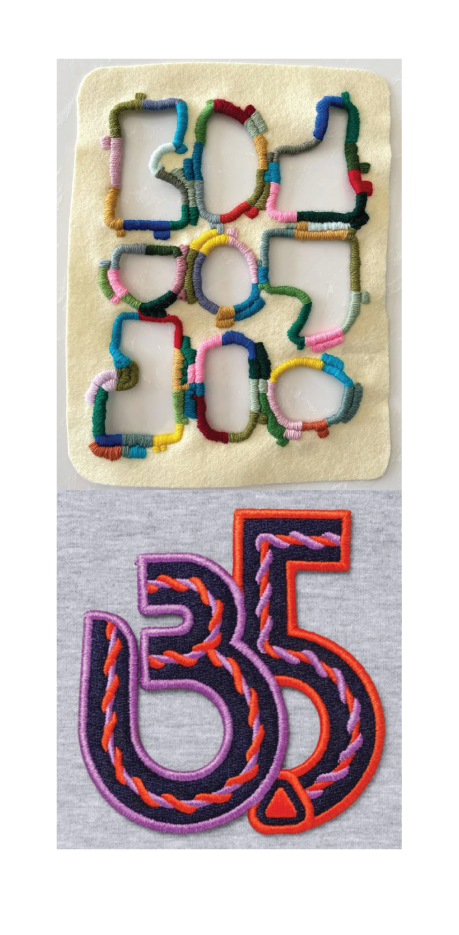  The original inspiration image as well as the referenced internal sample for the embroidered technique. 