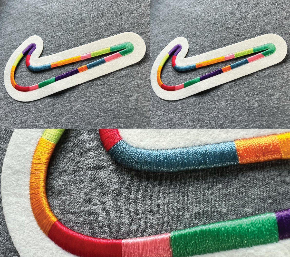 HEAT APPLIED LASER CUT FELT W/ RAISED EMBROIDERED EDGE