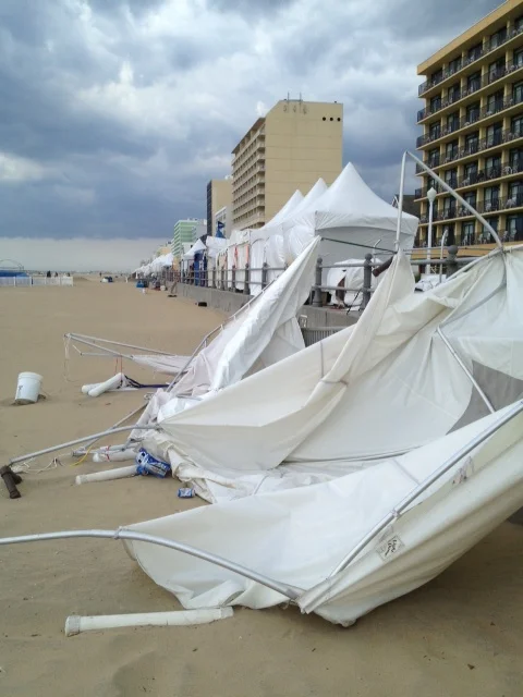 My brand new tent ripped to shreds at the 2013 Virginia Beach Boardwalk Art Show.