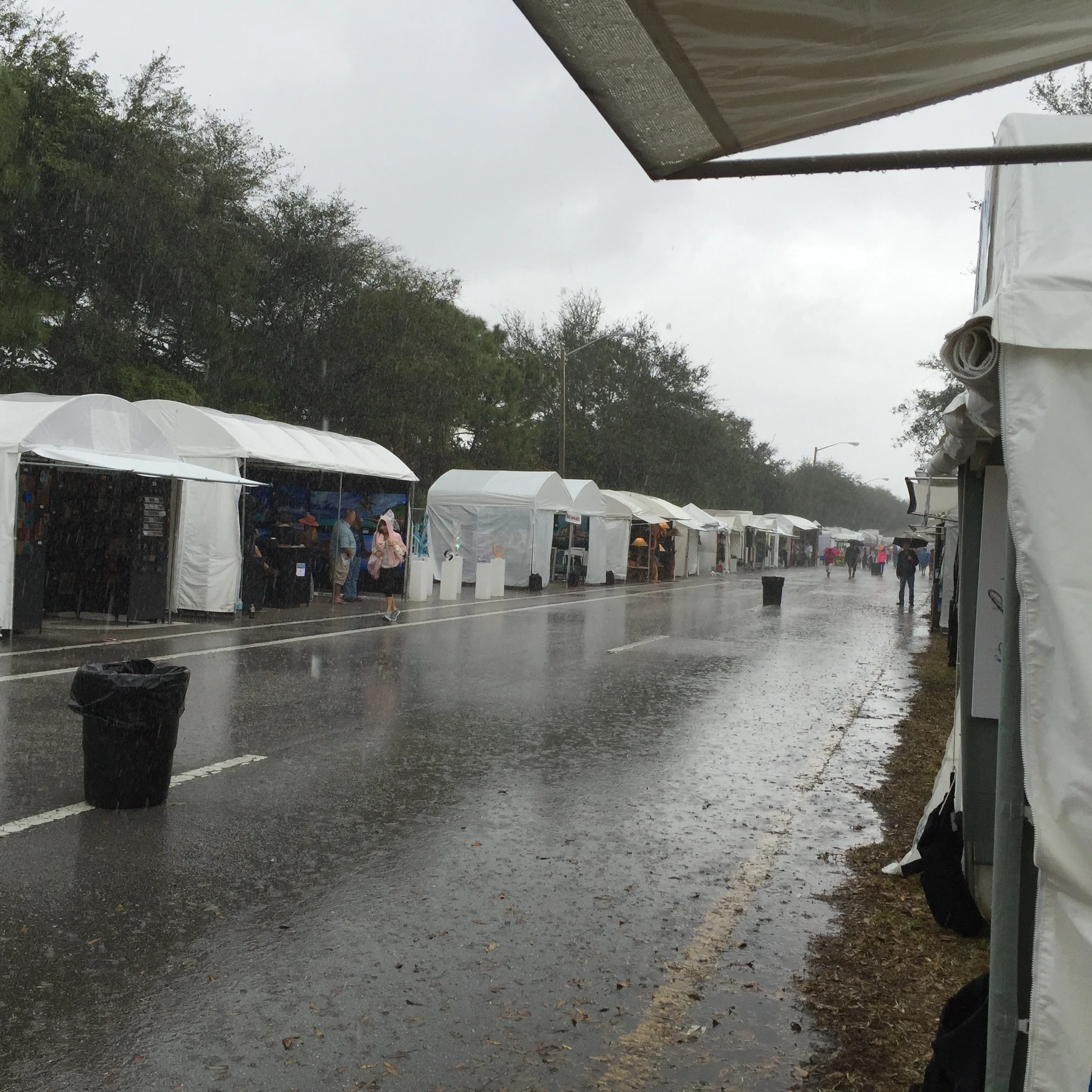 Last day of the show kind of rained on our parade so to speak. It made for a challenging take down.