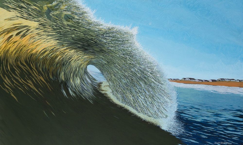 "HURRICANE DANNY SERIES, NO. 1, SANDBRIDGE" 36" X 60", ACRYLIC ON CANVAS