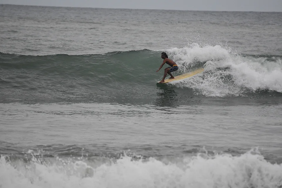 FooFoo, the owner of the only surf shop at El Site was shredding as usual.